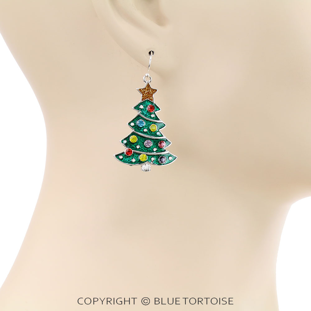 Christmas Epoxy Tree Dangle Earrings - Image 2