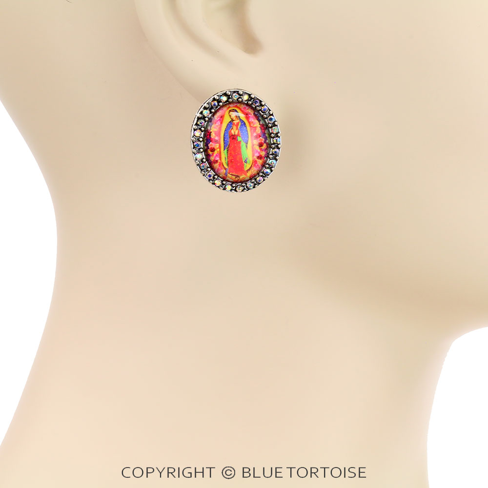 Our Lady of Guadalupe Design Stud Earrings - Image 2