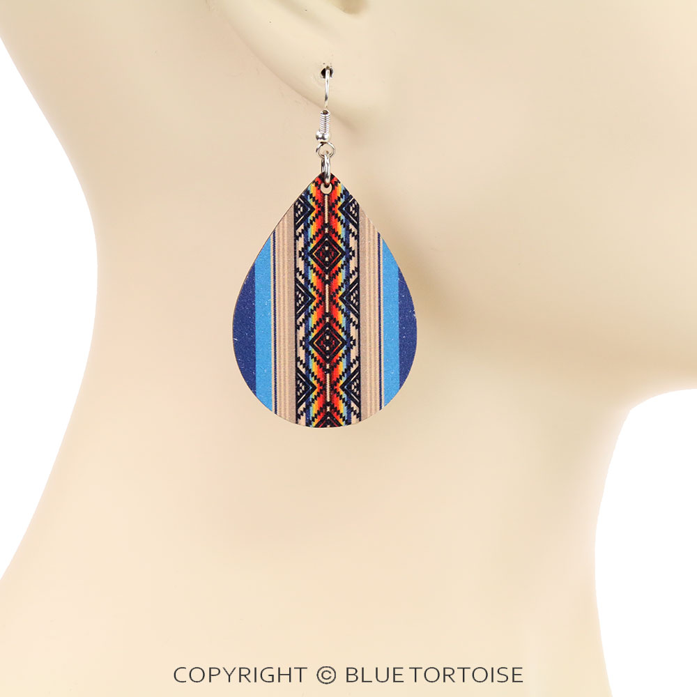 Western Navajo Design Teardrop Dangle Earrings - Image 2