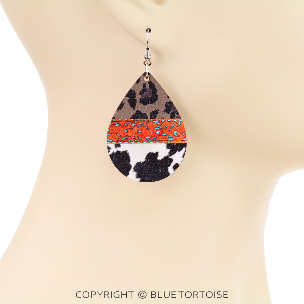 Western Navajo Design Teardrop Dangle Earrings - Image 2