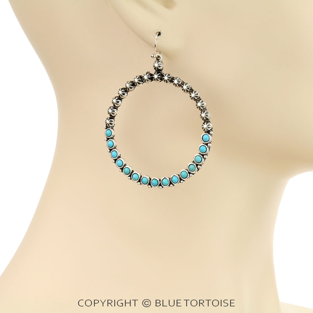 Western Round Cutout Dangle Earrings - Image 2