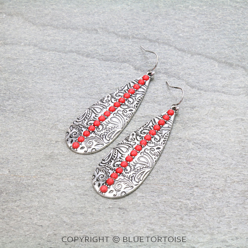 Western Texture Teardrop Dangle Earrings