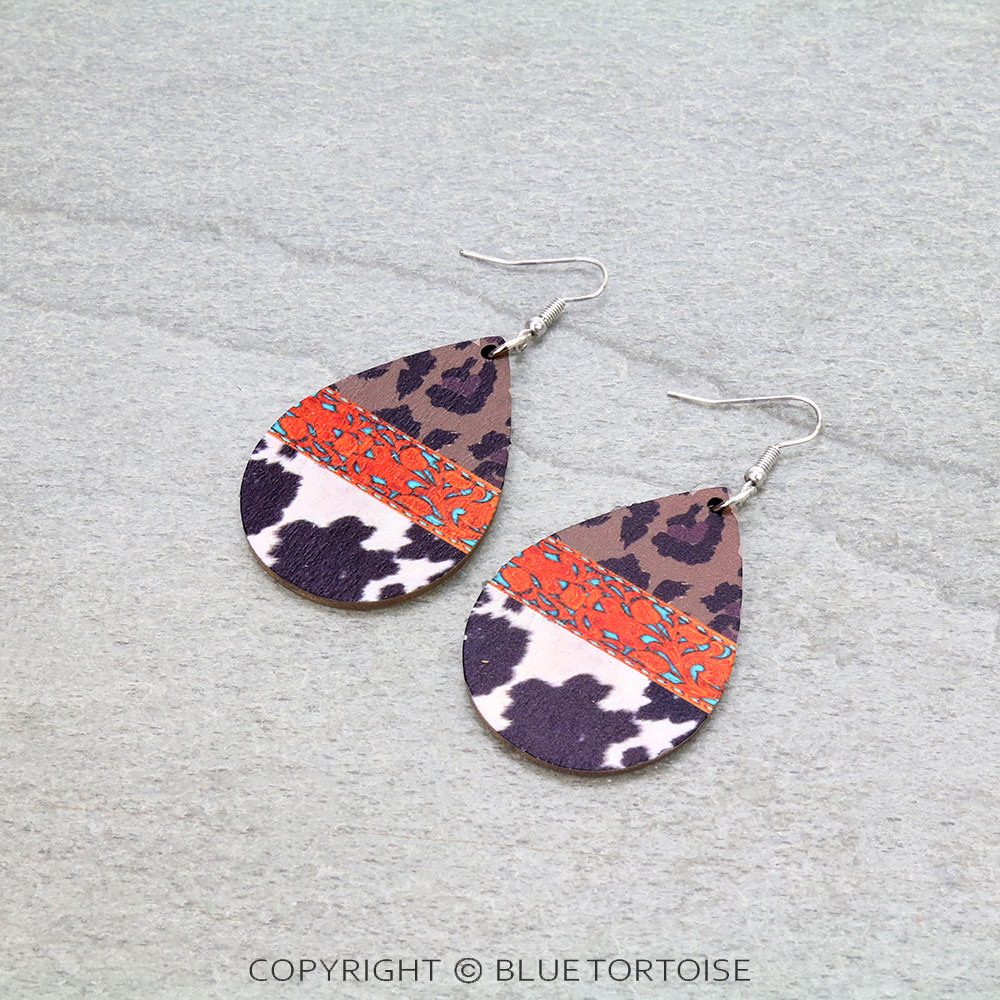 Western Navajo Design Teardrop Dangle Earrings