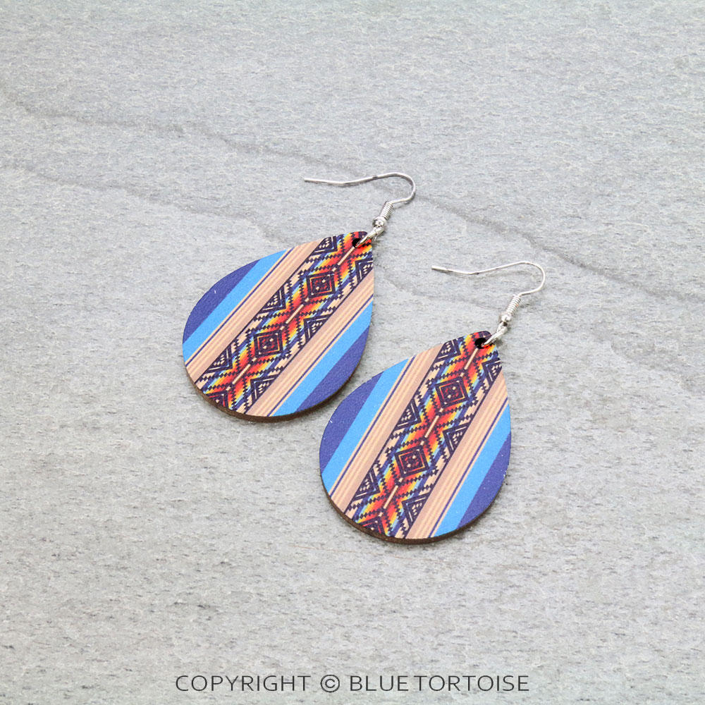 Western Navajo Design Teardrop Dangle Earrings