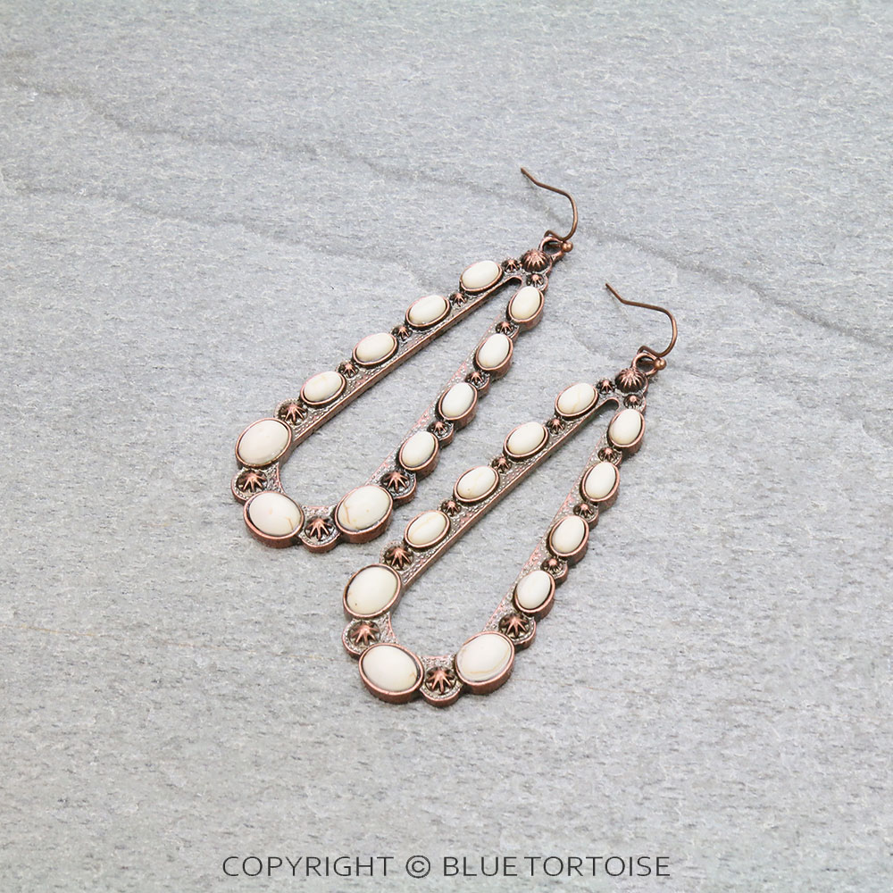 Western Teardrop Stone Dangle Earrings