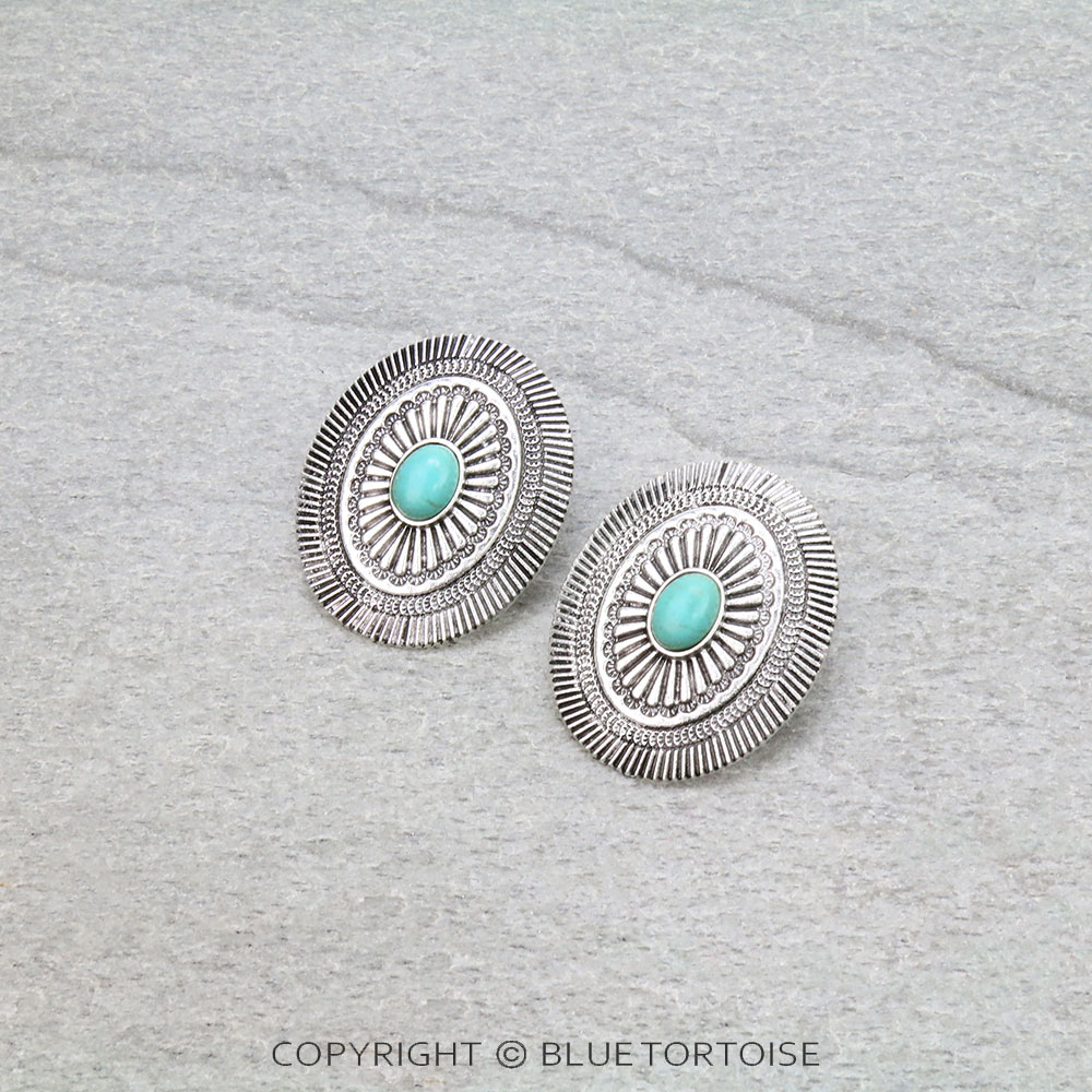 Western Concho Stud Earrings