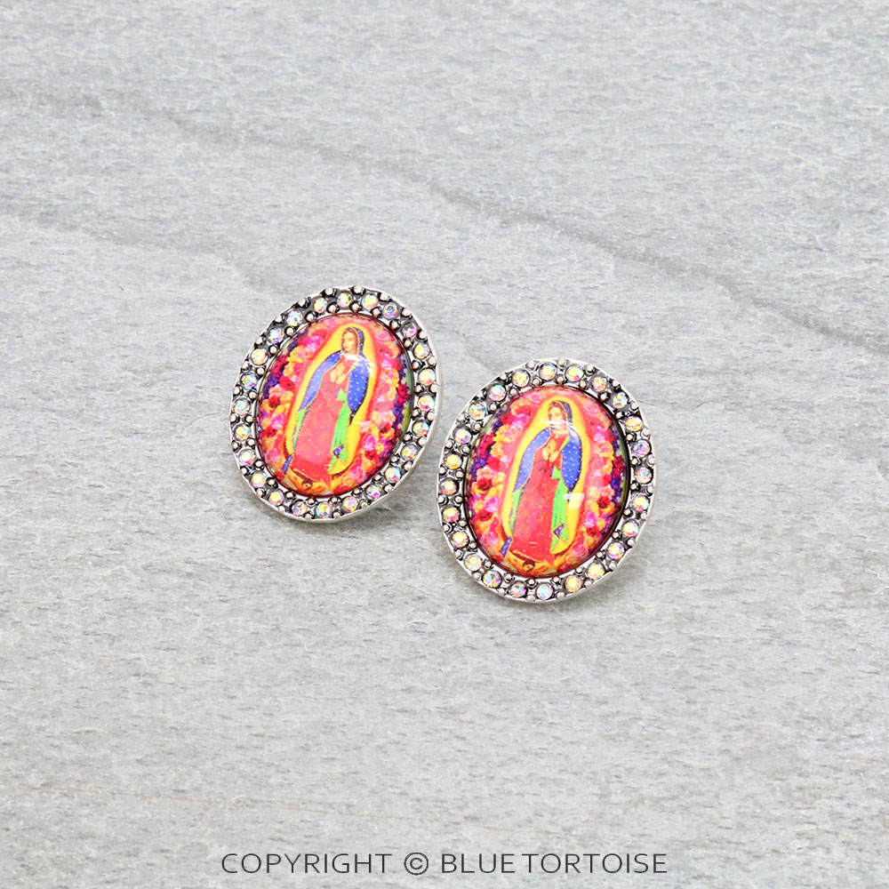 Our Lady of Guadalupe Design Stud Earrings