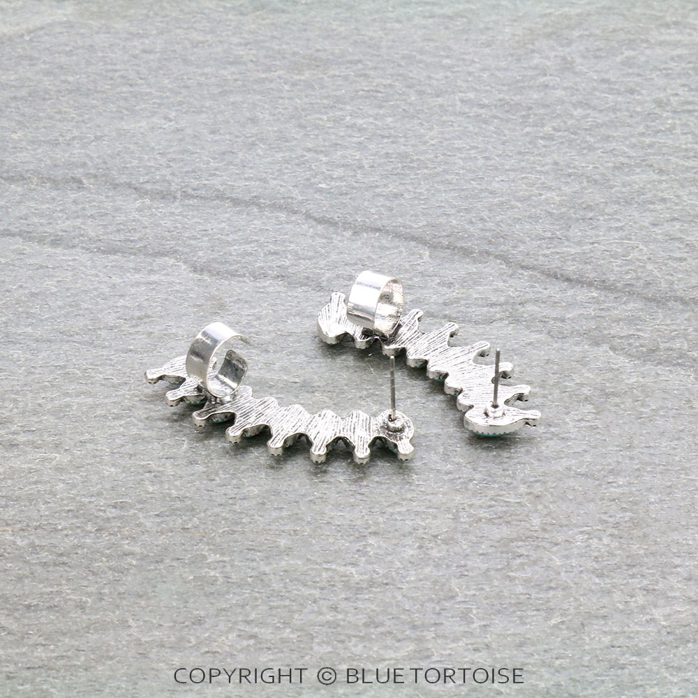 Western Stone Curved Bar Ear Cuff Earrings - Image 3