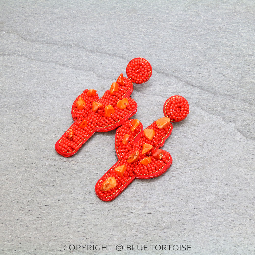 Cactus Seed Bead Stud Earrings