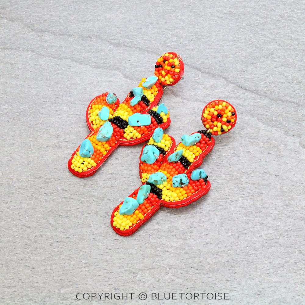 Cactus Seed Bead Stud Earrings