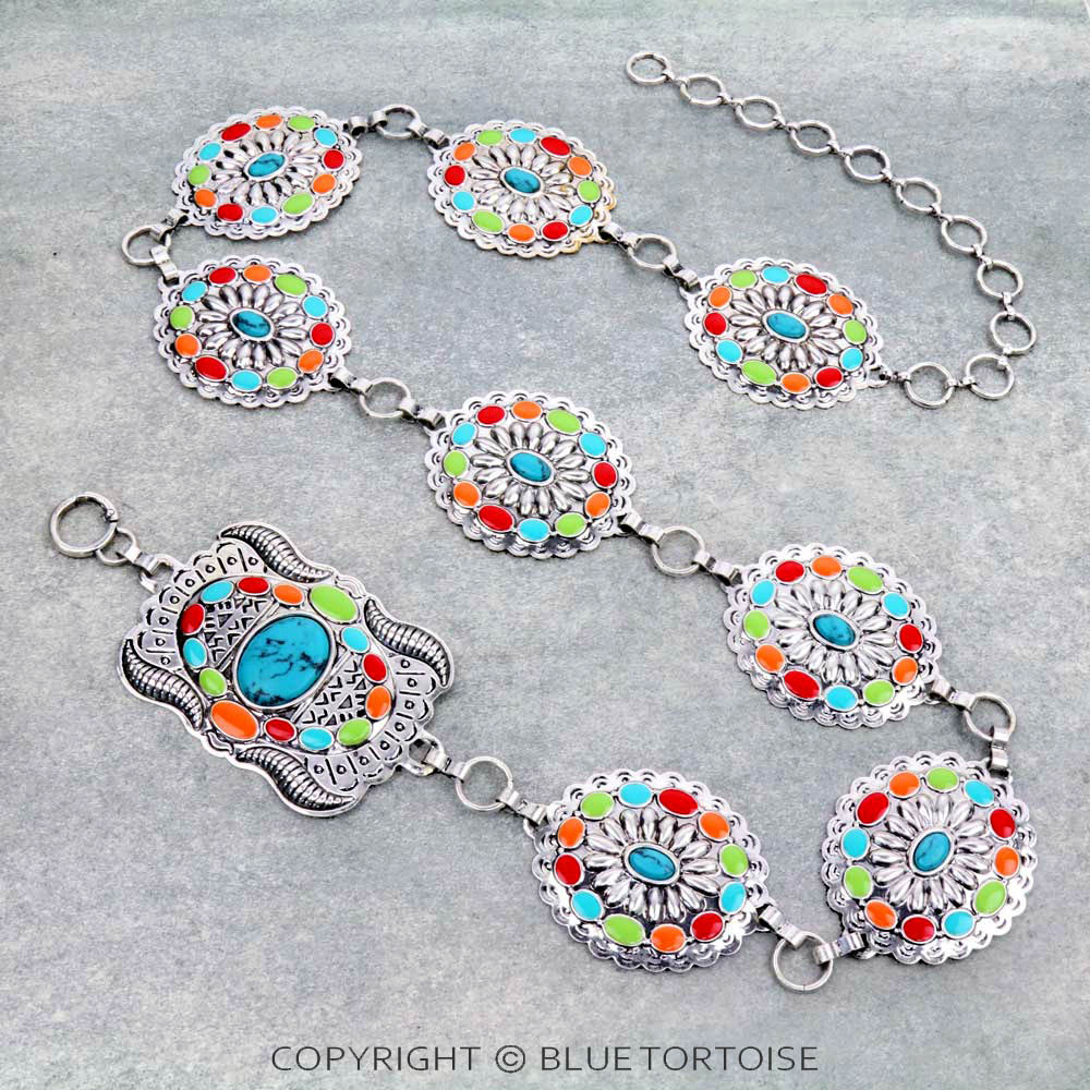 Chunky Western Epoxy Concho Stone Belt