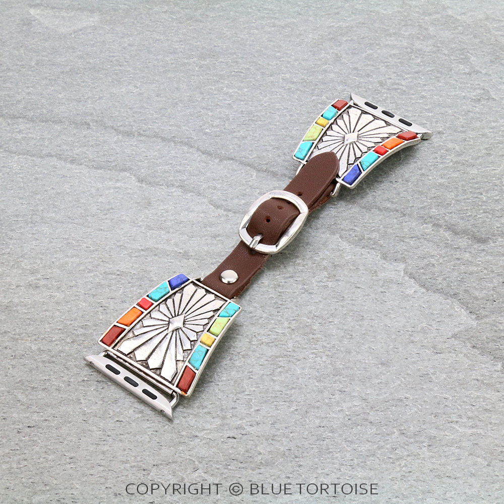 Western Style Stone Apple Watch Leather Band