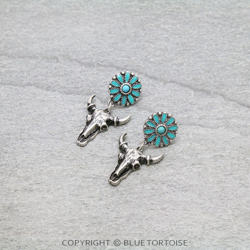 Western Steer Skull Stud Earrings