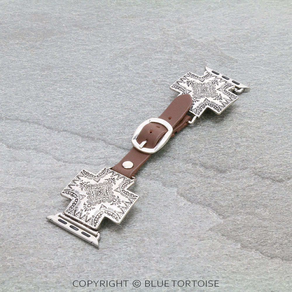 Large Western Cross Apple Watch Leather Band