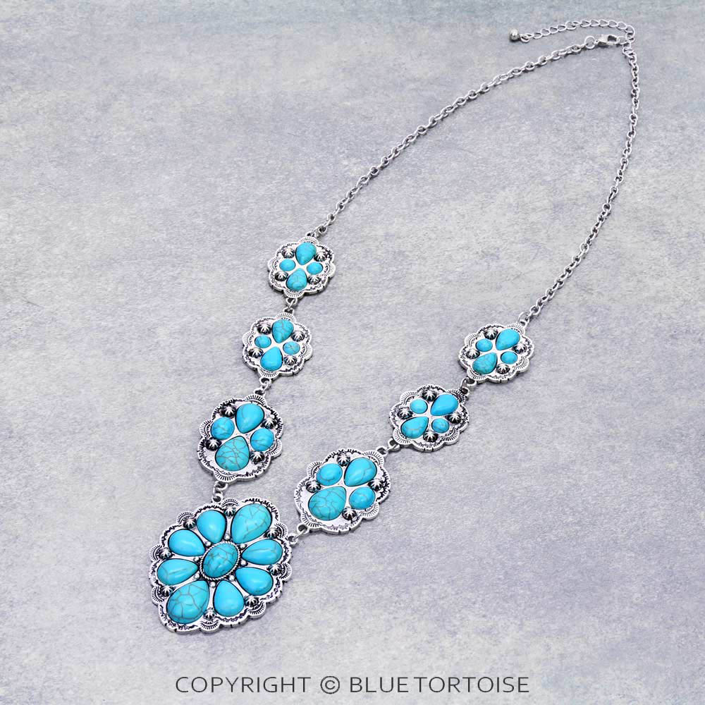Western Concho Stone Statement Necklace