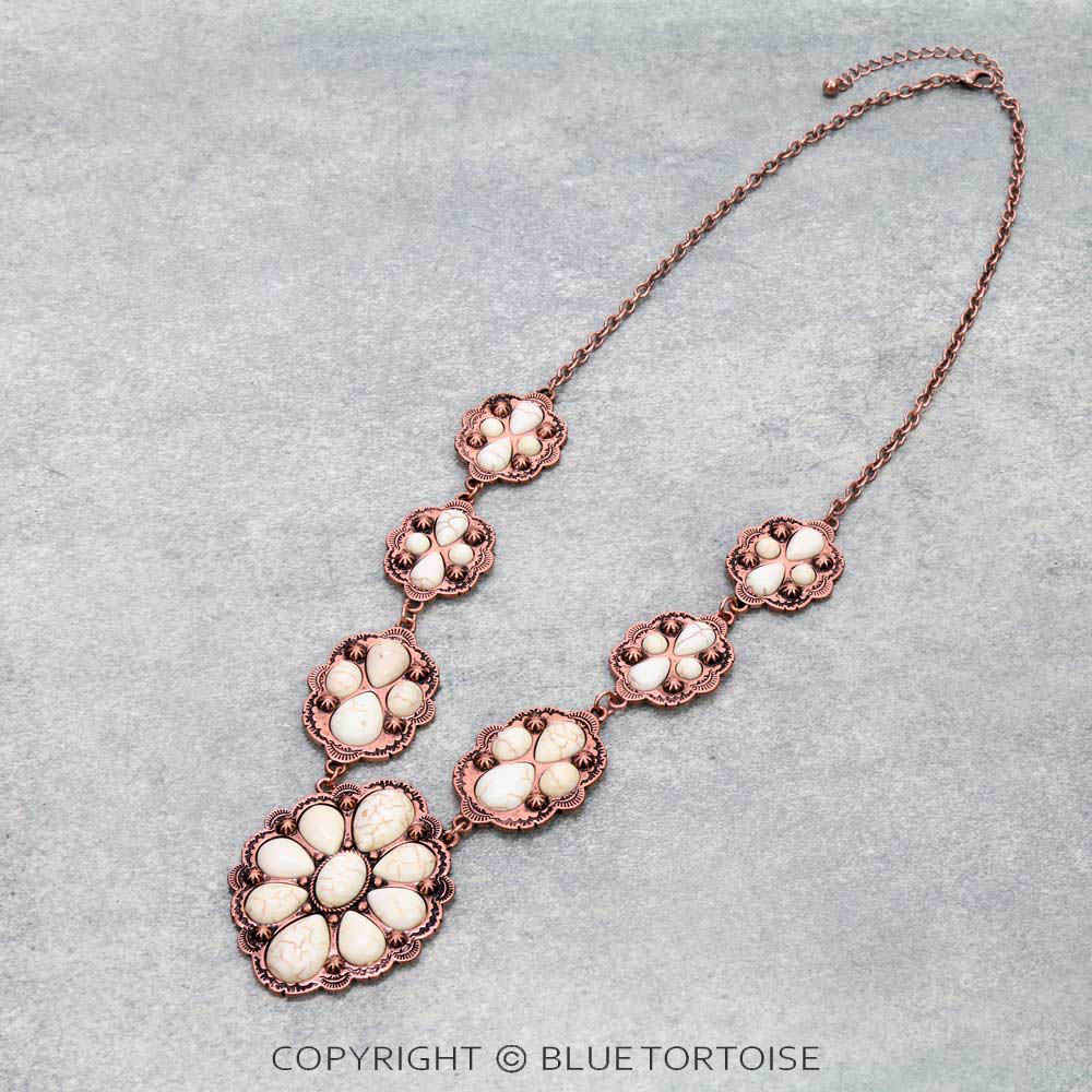 Western Concho Stone Statement Necklace