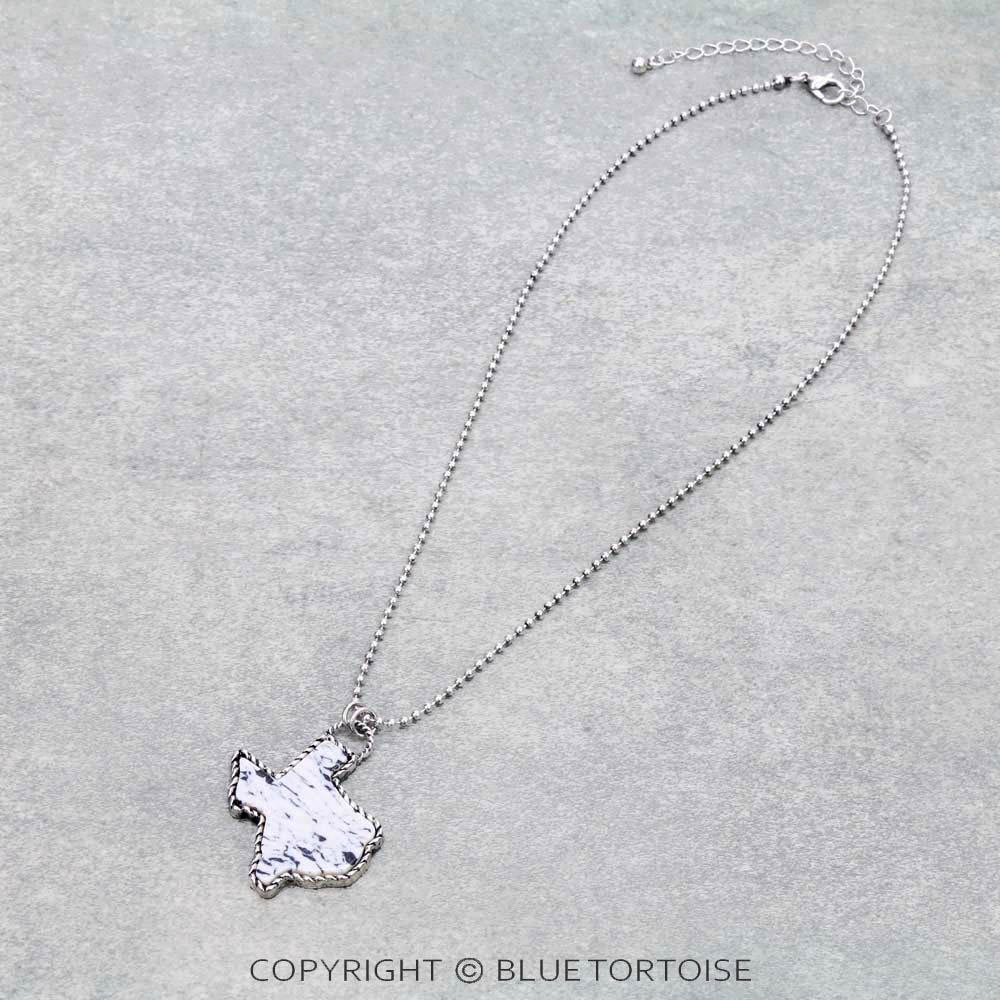 Texas Map Handmade Stone Pendant Necklace