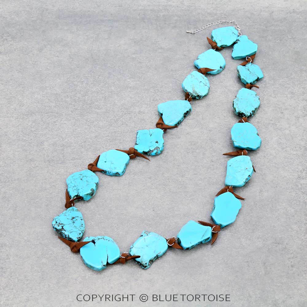 Western Turquoise Stone Slab Necklace