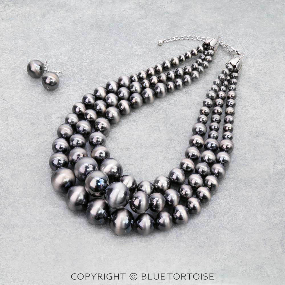 Navajo Style Pearl Layered Necklace Set