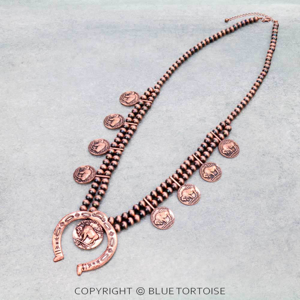 Western Buffalo Nickel Squash Blossom Necklace