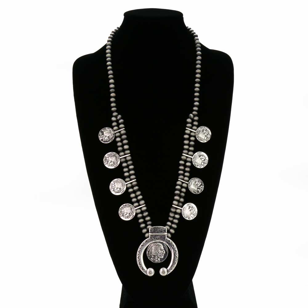 Western Indian Head Nickel Squash Blossom Necklace - Image 2