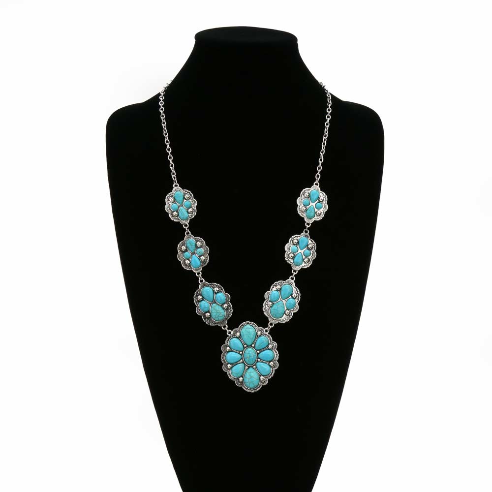 Western Concho Stone Statement Necklace - Image 2