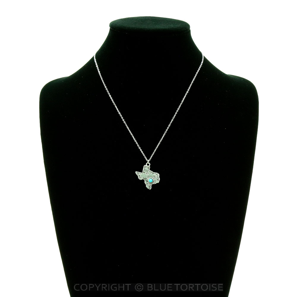 Western Texture Texas Map Necklace - Image 2