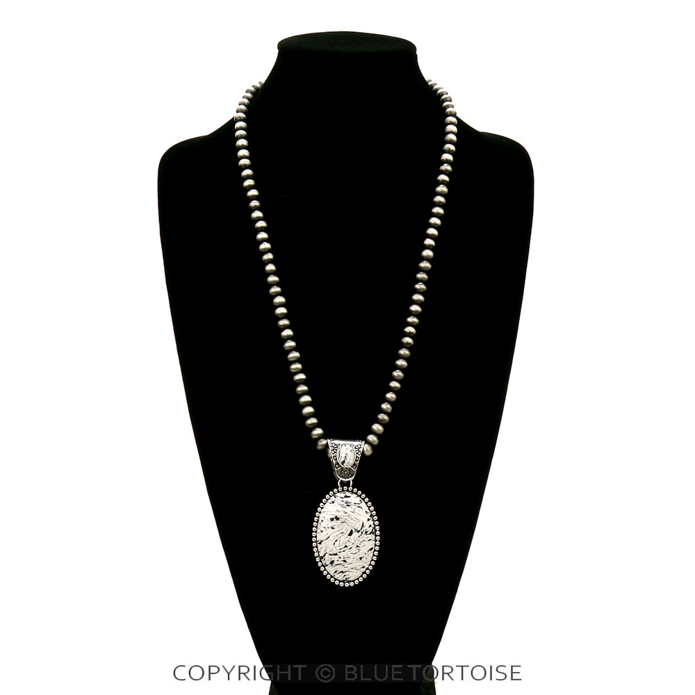 Western Oval Handmade Stone Pendant Necklace - Image 2