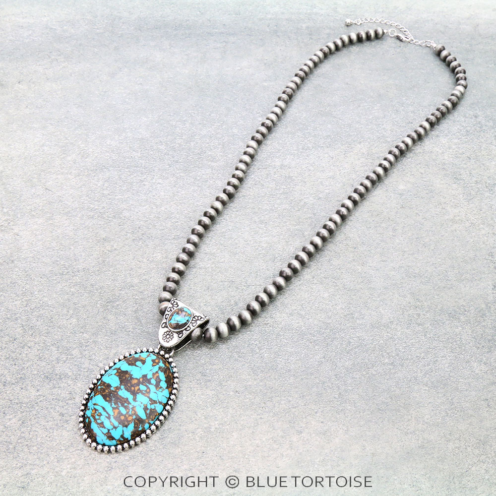Western Oval Handmade Stone Pendant Necklace