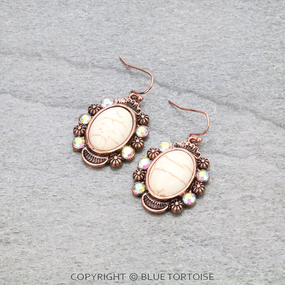 Western Concho Stone Dangle Earrings