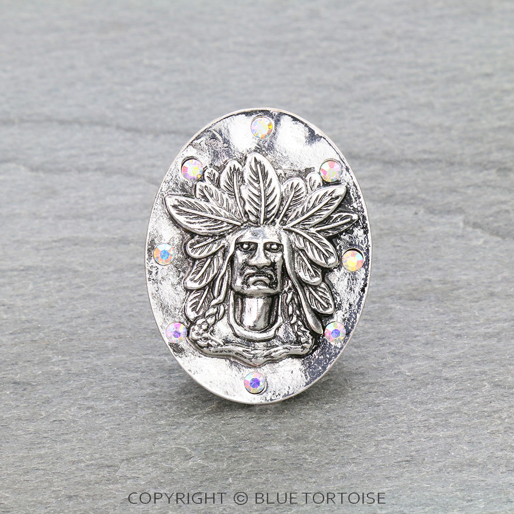 Western Indian Head with Stone Phone Grip & Stand