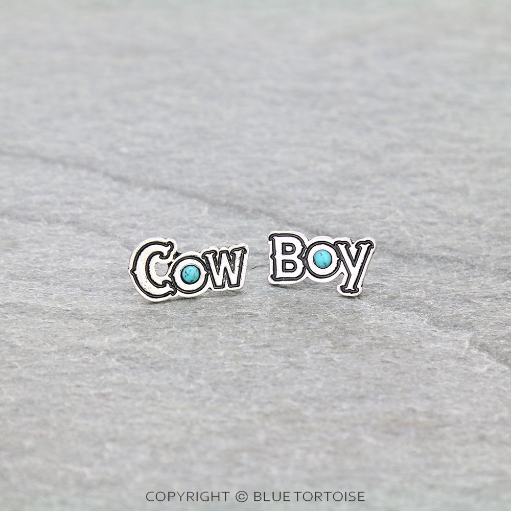 Cow Boy Stud Earrings