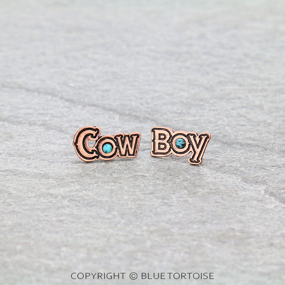 Cow Boy Stud Earrings