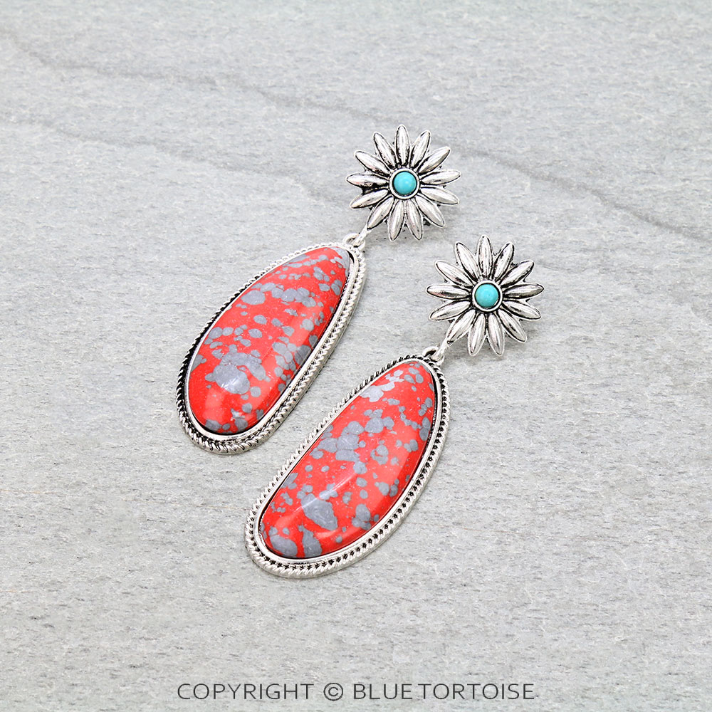 Western Geometric Handmade Stone Stud Earrings