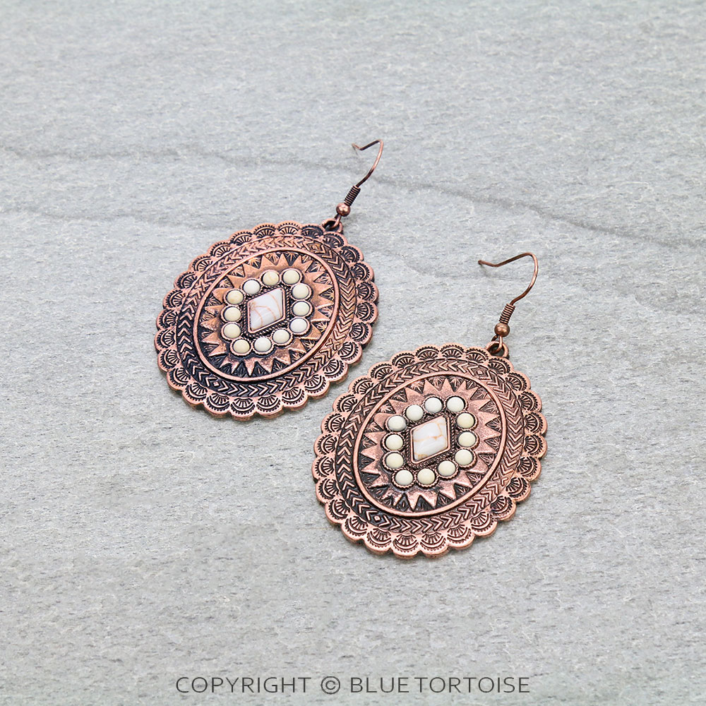 Western Chunky Concho Dangle Earrings