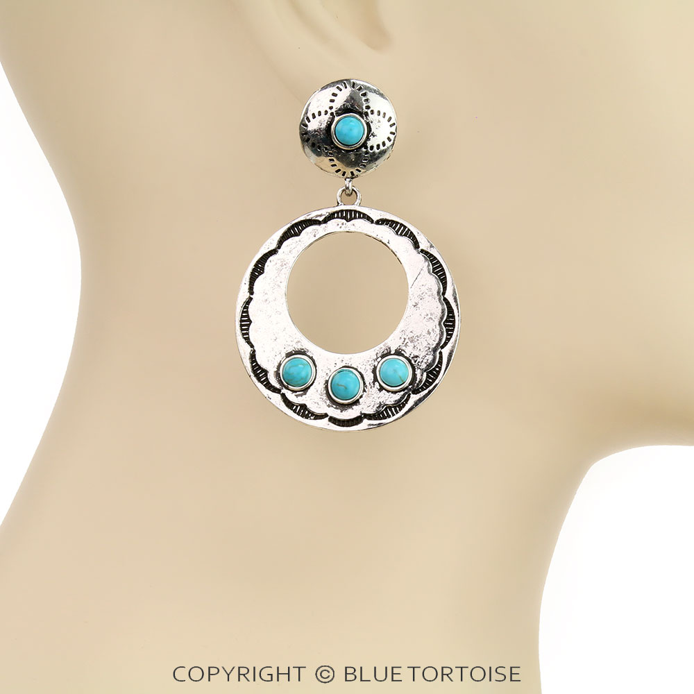 Western Chunky Round Stud Earrings - Image 2