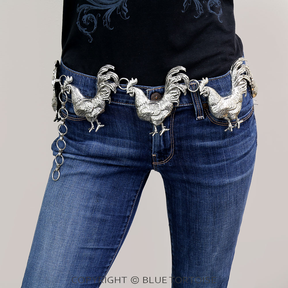 Western Rooster Metal Chain Belt S/M - Image 2