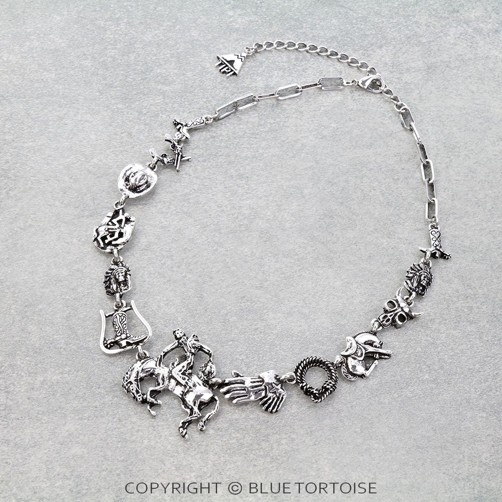 Western Horse Riding Theme Charm Necklace