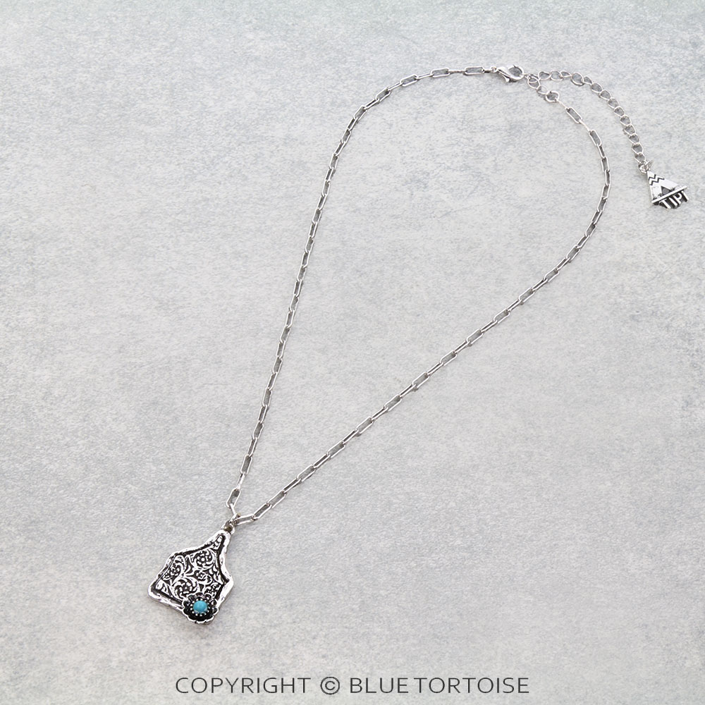 Western Dainty Ear Tag Flower Necklace