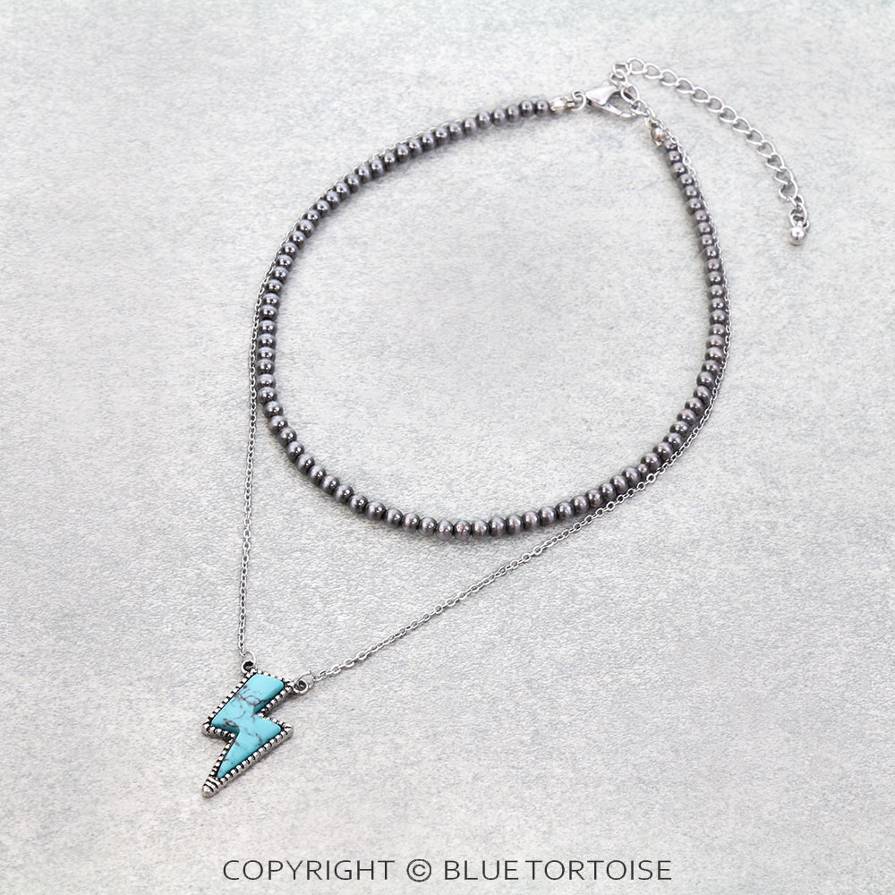 4MM Navajo Style Bead Choker & Thunder Stone Necklace