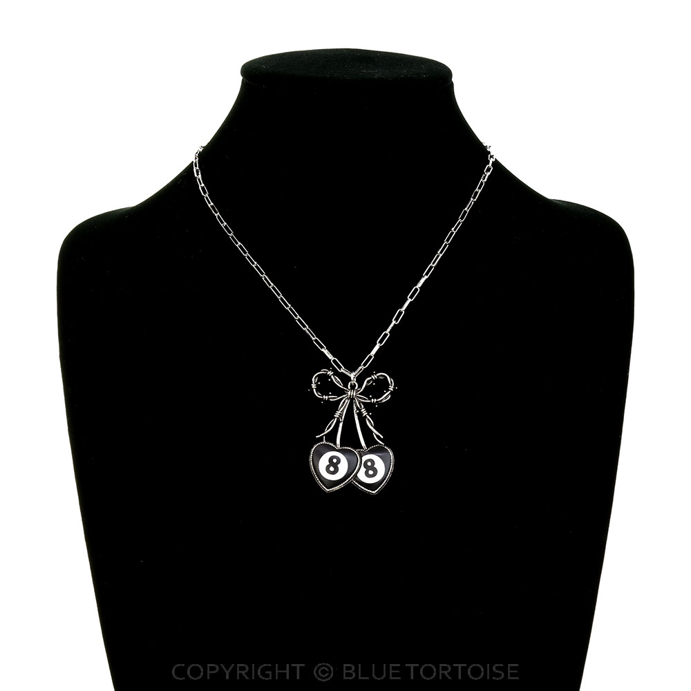 Western Barbed Wire Bow & 8 Ball Heart Necklace - Image 2