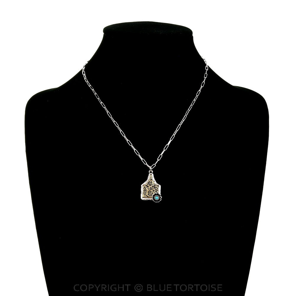 Western Dainty Ear Tag Flower Necklace - Image 2