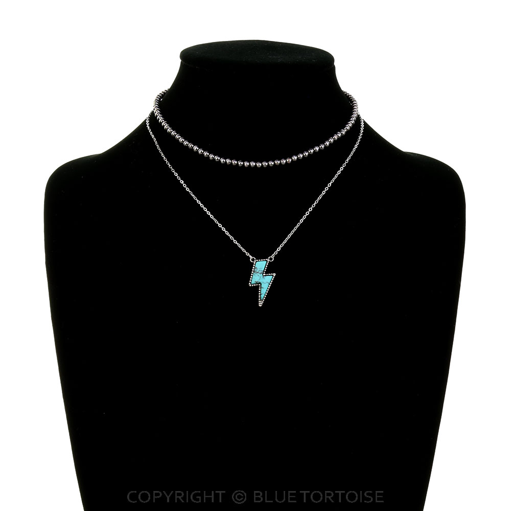 4MM Navajo Style Bead Choker & Thunder Stone Necklace - Image 2