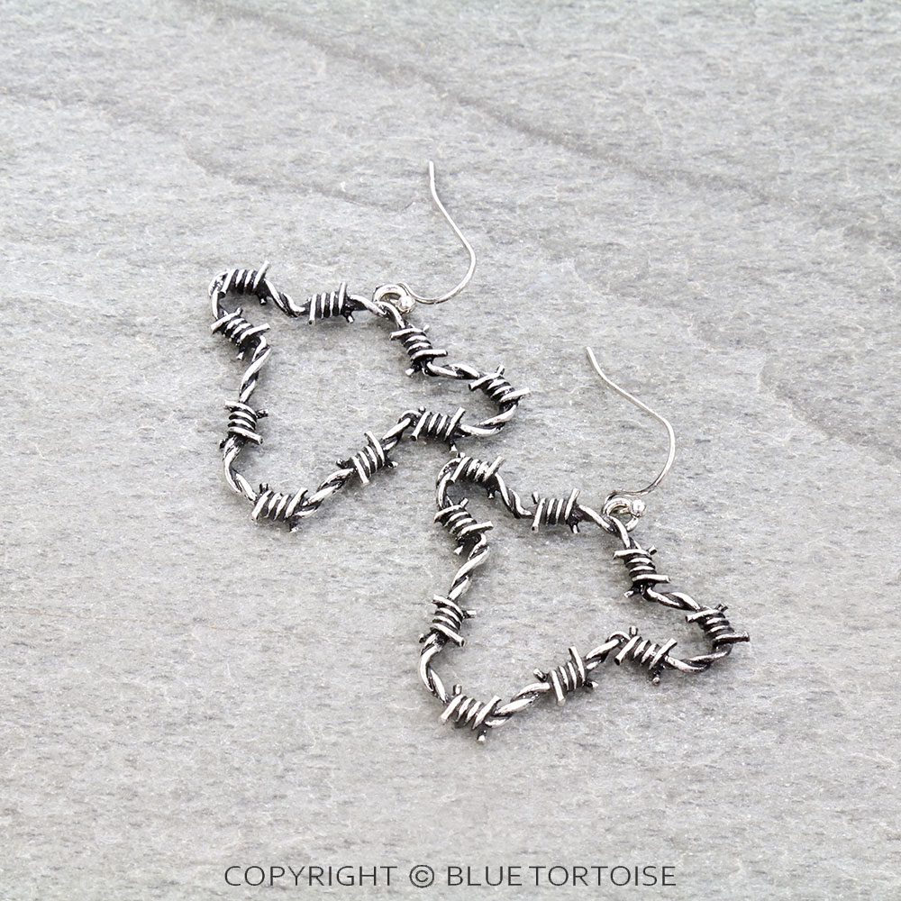 Western Barbed Wire Cow Head Dangle Earrings