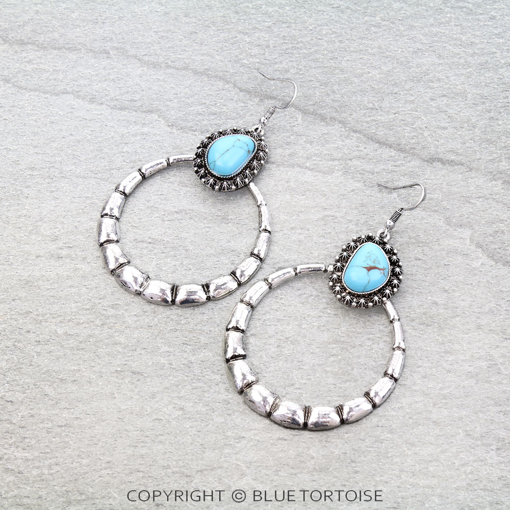 Western Stone Round Dangle Earrings