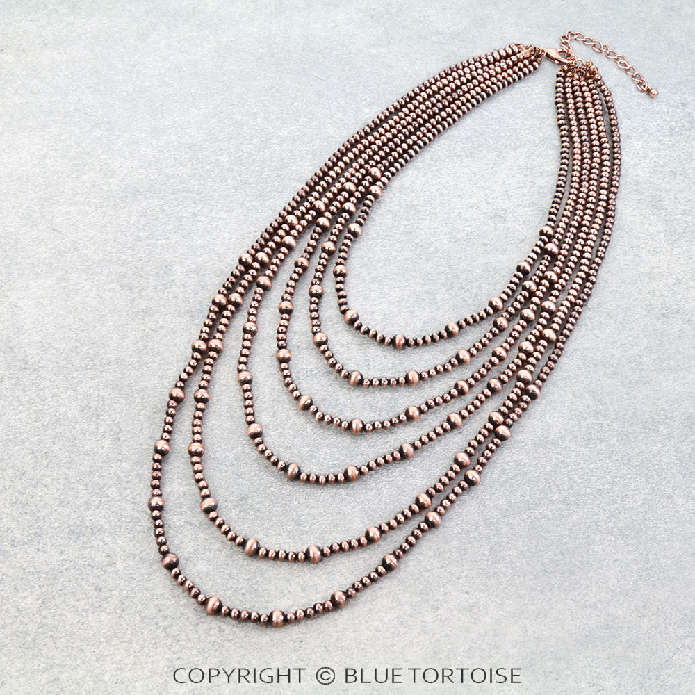 6 Layered Navajo Style Pearl Necklace