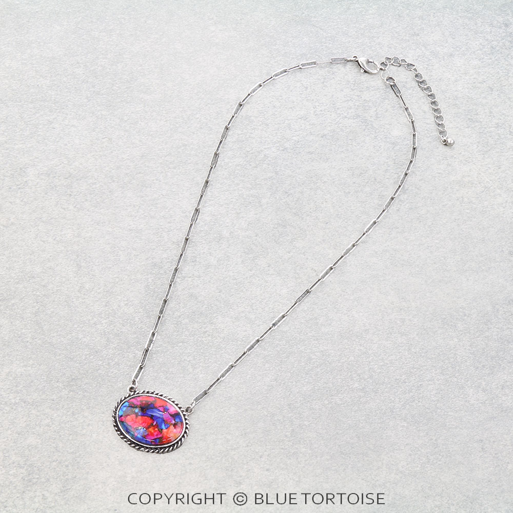 Western Oval Stone Necklace