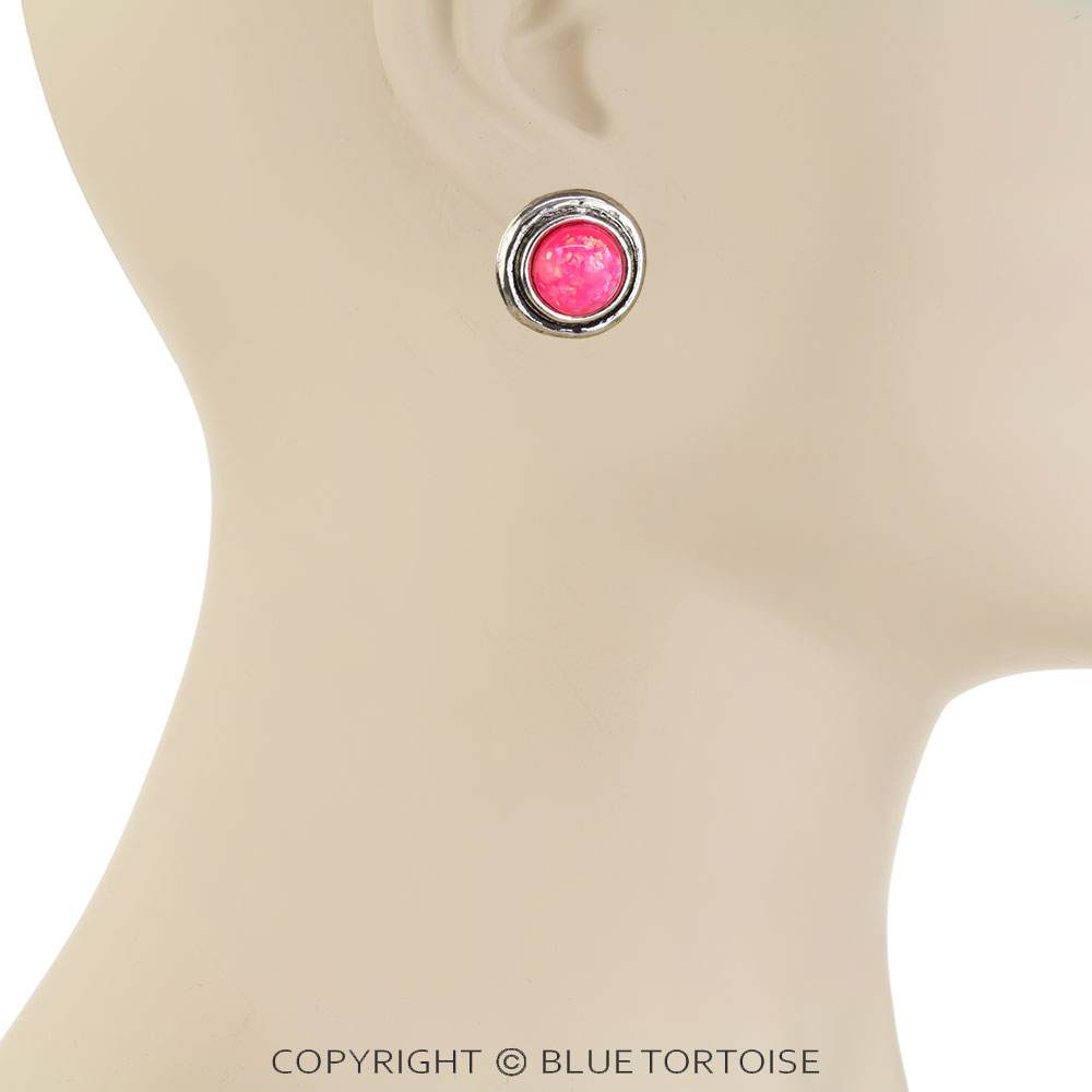 Western Round Stone Stud Earrings - Image 2