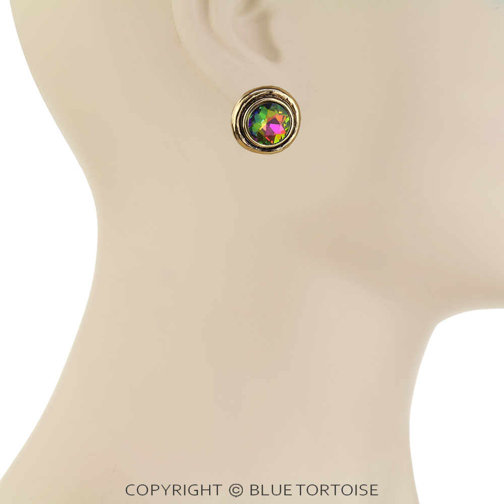Western Round Stone Stud Earrings - Image 2