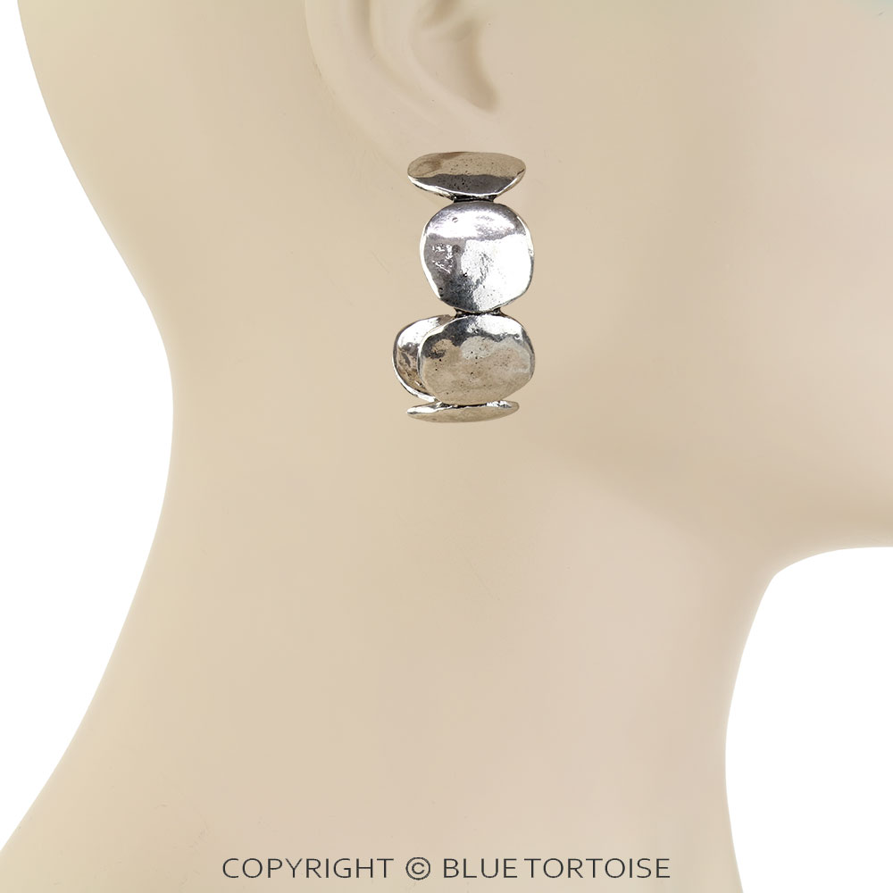 Western Hammered TXR Organic Sculpted Hoop Earrings - Large - Image 2